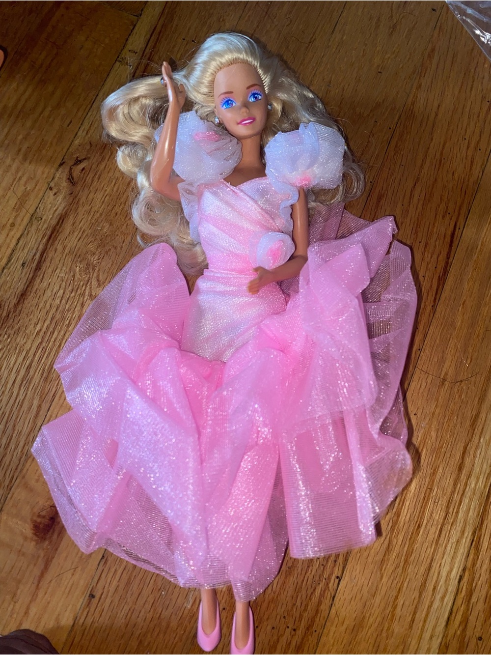 Sweet Rose Barbie Pink Sparkle Ballgown Doll with Puffy Sleeves